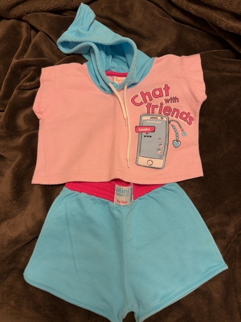 Conjunto rosa e azul c/ capuz